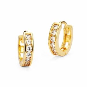 Golden Pavé Huggie Hoops